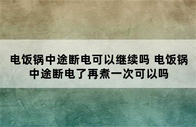 电饭锅中途断电可以继续吗 电饭锅中途断电了再煮一次可以吗